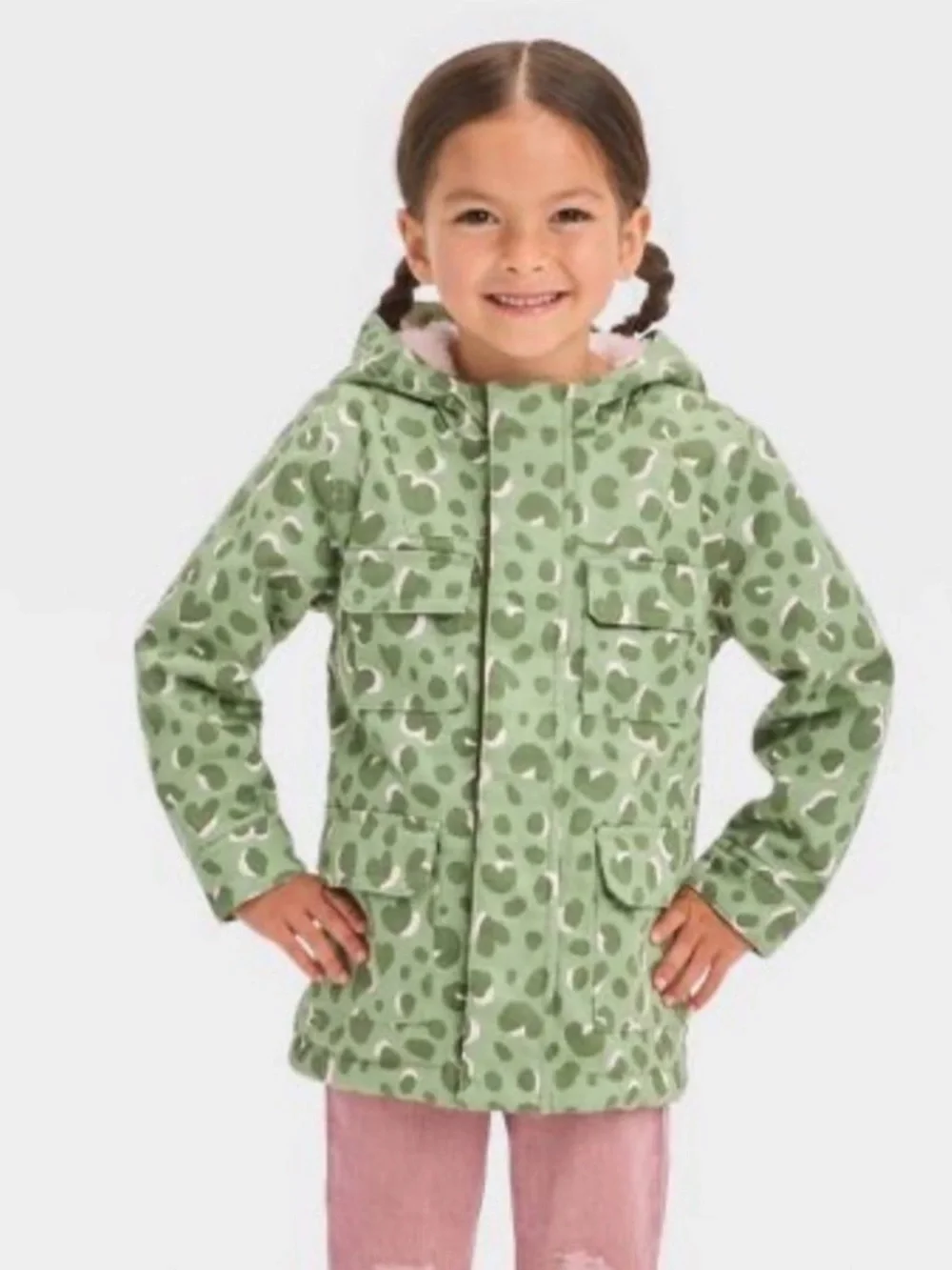 NWT Toddler fur lined military jacket- cat & jack 12M